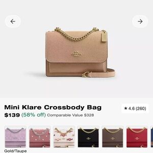 Coach Mini Klare Crossbody Bag - Gold and Brown